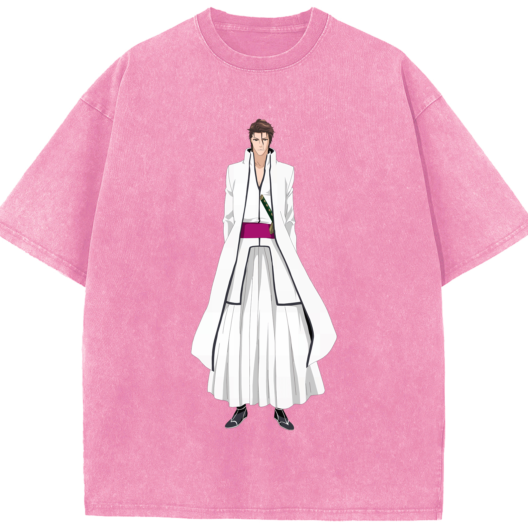 （画像用） ブリーチ 藍染 惣右介（あいぜん そうすけ） BLEACH Aizen Sousuke 綿100% ヴィンテージ風 半袖Tシャツ（フロントプリント）